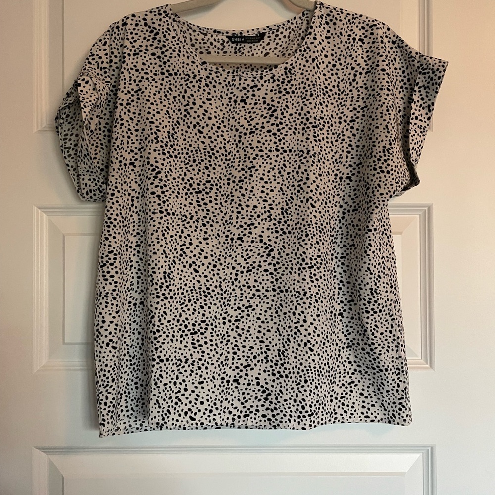 SHEIN- Black & White Blouse- Size Large